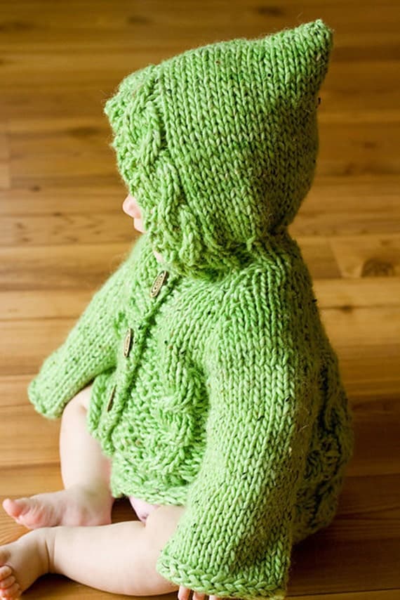 Items similar to PDF Knitting Pattern Hooded Baby Sweater ...