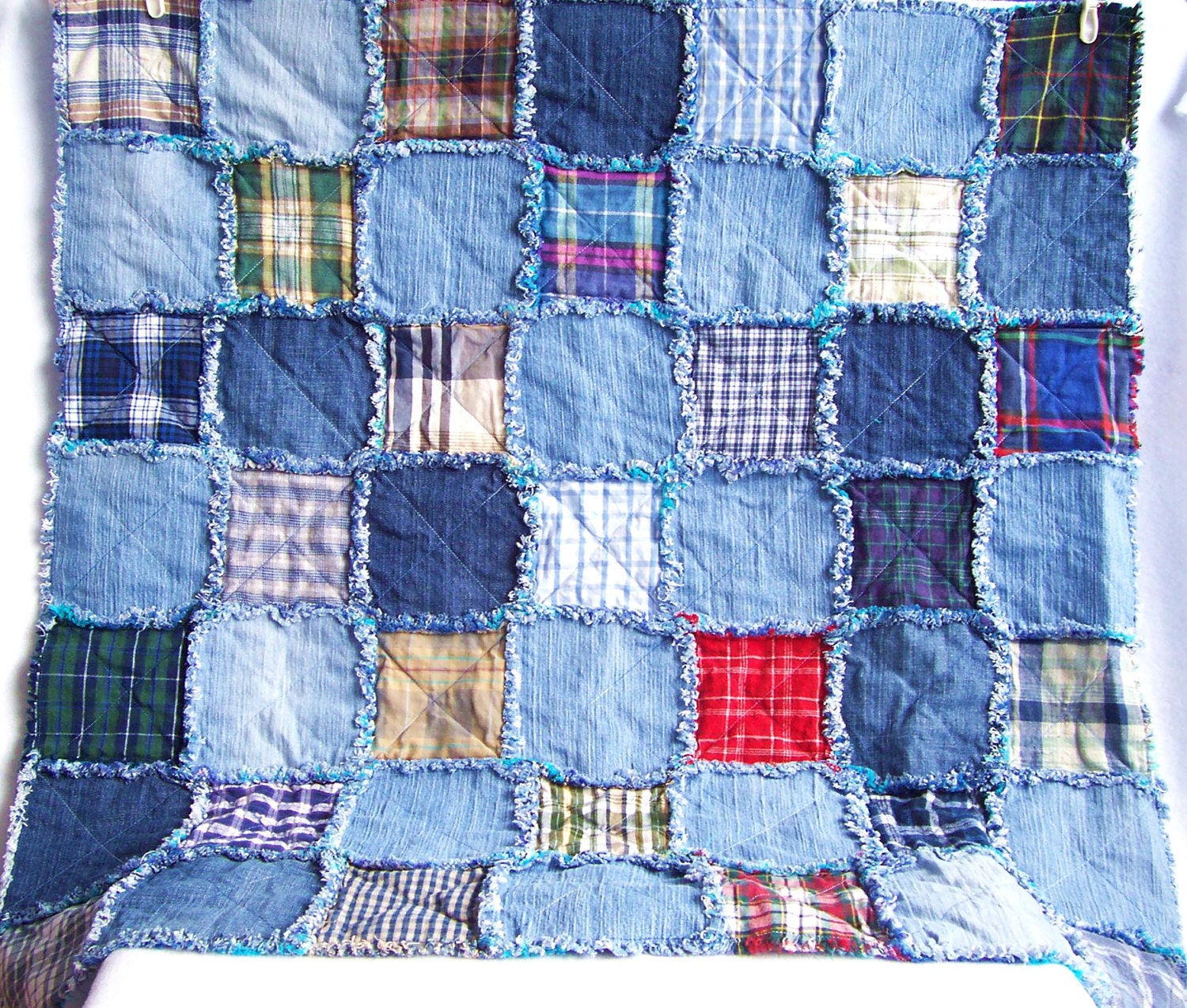 Denim rag quilt tutorial PDF pattern picnic blanket