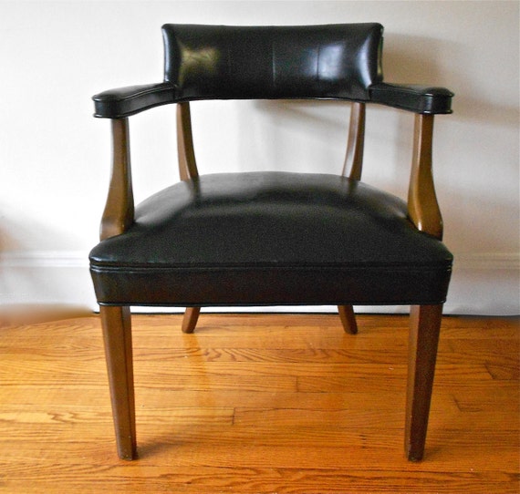 Vintage MidCentury Black Vinyl Arm/Desk Chair Boling Chair