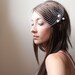 bridal hair piece - pearl bobby pin set of 5 - with bandeau birdcage veil