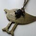 Tweet - cute antiqued brass bird charm and duo of deep red garnet stones necklace