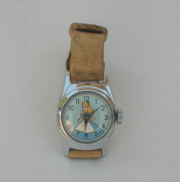 vintage alice in wonderland wrist watch