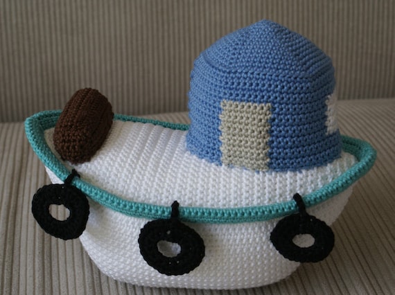 Items similar to PATTERN: Crochet fishing Boat toy on Etsy