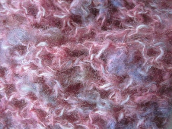 Lightweight Pink Mohair Blend Crocheted Scarf for sale