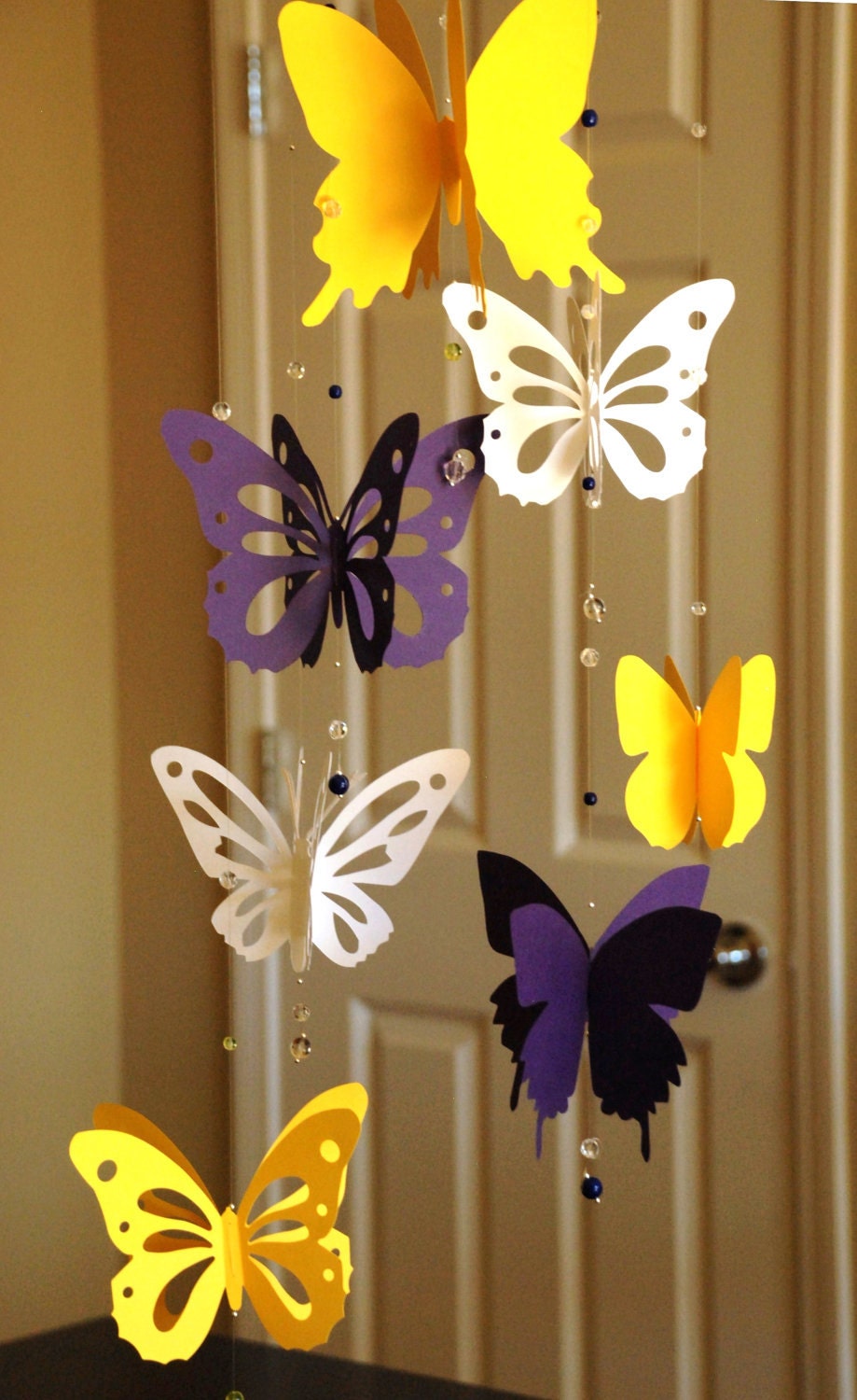 Download 3D butterfly mobile baby nursery butterfly mobile yellow