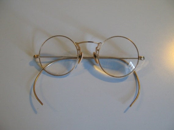 1930s style Art Deco Gold Round Eyeglasses by ColonelKurtzVintage