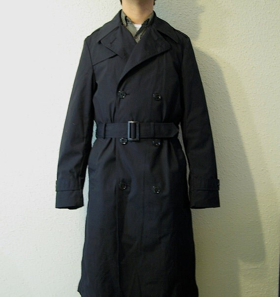 US Army Trench Coat black trench Made in by ColonelKurtzVintage