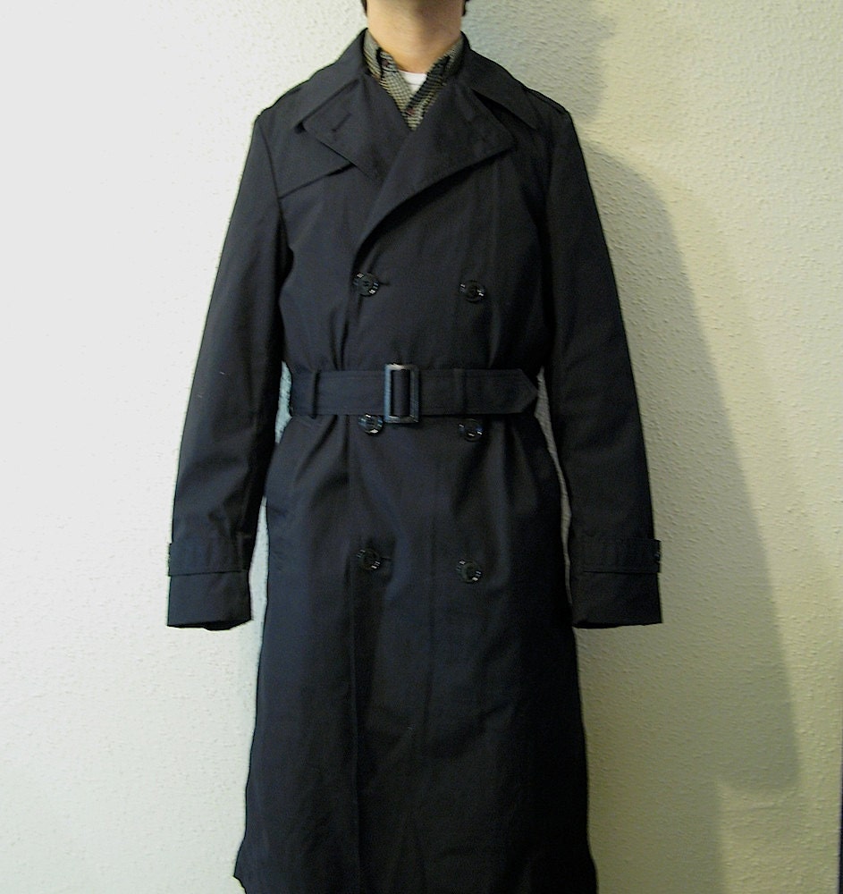US Army Trench Coat black trench Made in USA 38 extra tall