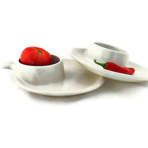 handmade soup / sandwich plates in creamy white