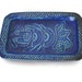 mid century pottery tray in sapphire blue