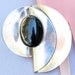 Vintage Art Deco Mexican Sterling Silver Black Onyx Large Brooch Pin