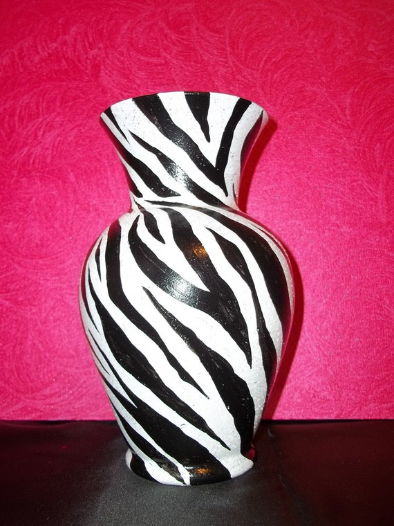Hand Painted Zebra Vase by Asiuleehu on Etsy