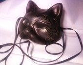 Beautiful Mask - Venetian style, delicately detailed , hand painted Black Cat