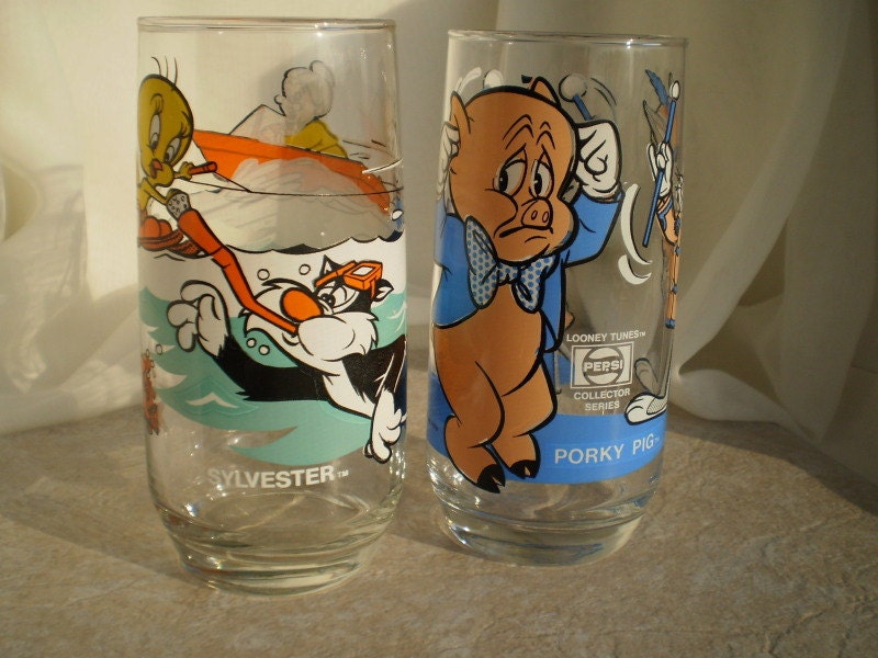 vintage character drinking glasses