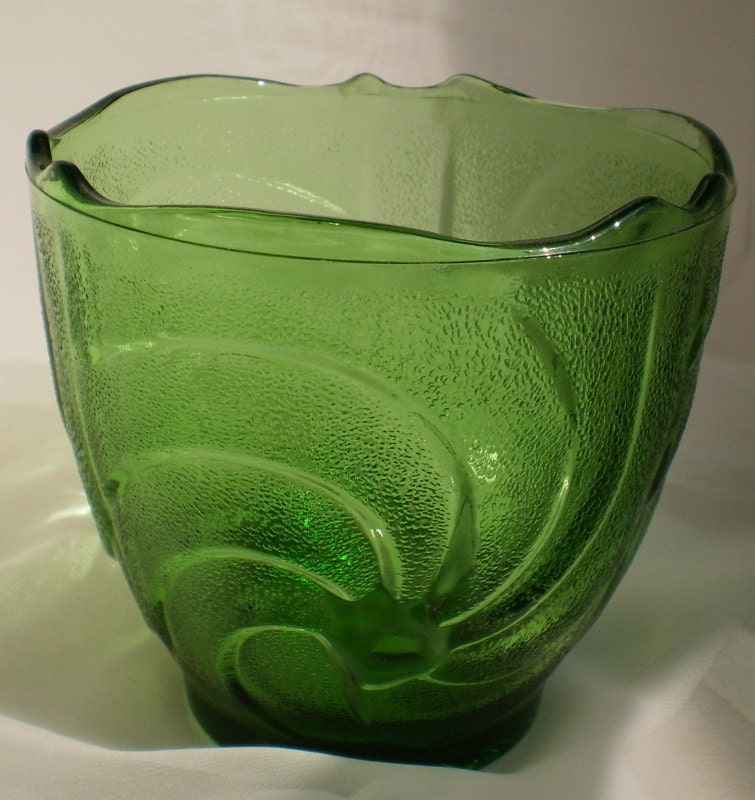 Vintage E.O. Brody Green Glass Vase / Dish / Votive with A