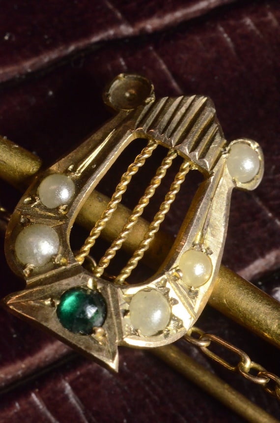 Brooch, 9ct gold, Victorian, Steampunk Harp and sword -damaged by littlecopper steampunk buy now online