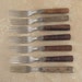 Seven 19th C. Antique Wood Handle Four Tine Table Forks