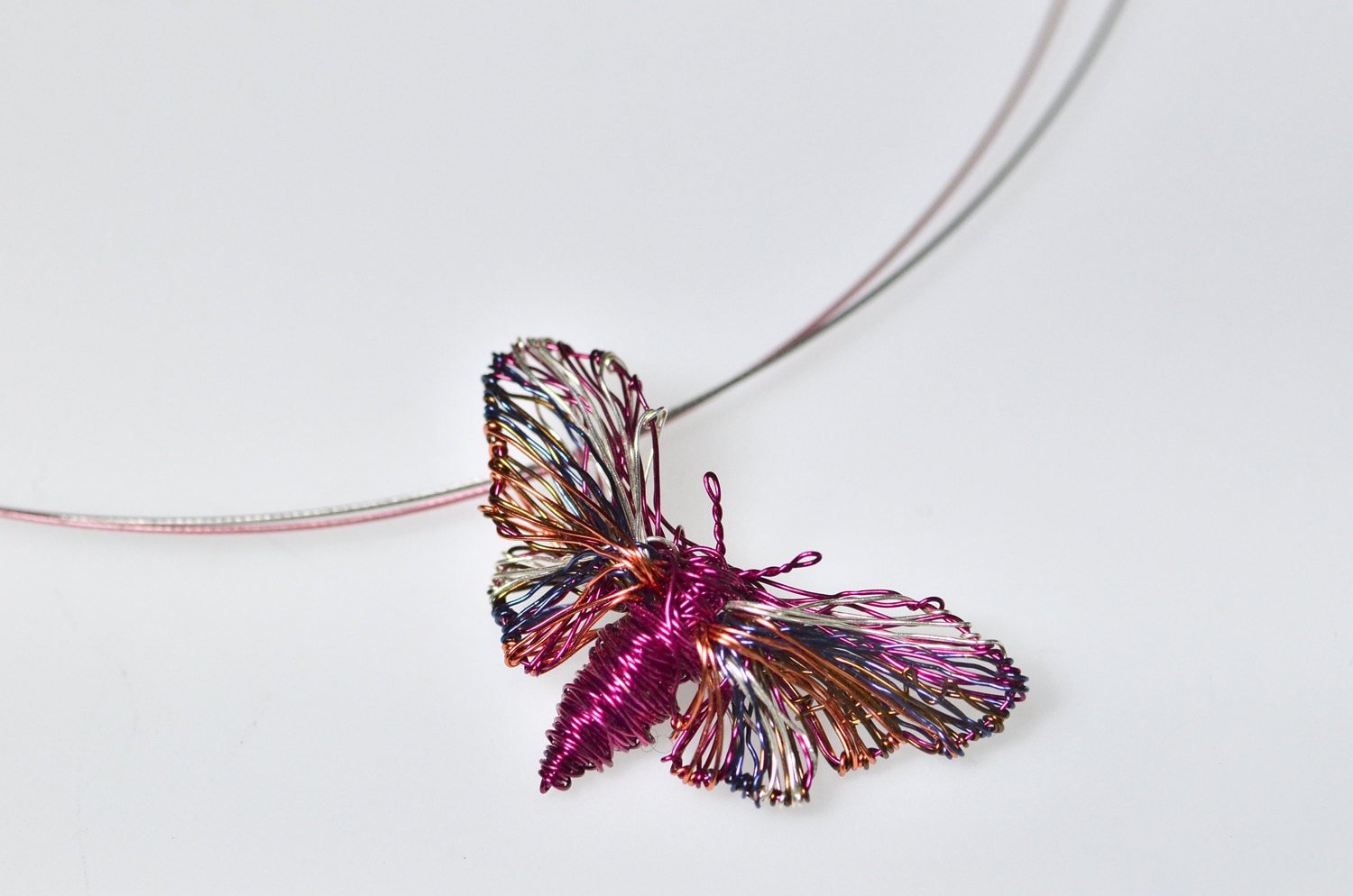 Butterfly art pendant Wire Butterfly pendant Butterfly