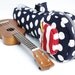 Soprano ukulele case - Happy Dot - Navy Blue Polka Dot and Red Stripe Ukelele Bag (Made to order)