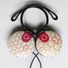 Girly headphones earphones heart cartoon custom made painted red