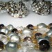 SALE VINTAGE GREY Pearl 5 Strand Necklace and Earrings Set 1950's Retro