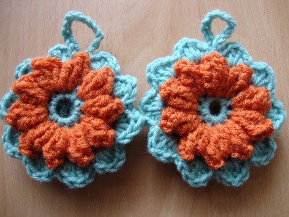 Items similar to Set of 4 Crocheted Flower Dishcloths ...