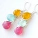 Easter Egg Earrings Rainbow Chalcedony Sterling Silver - Spring Fashion Accessories, Under 50 dollars, Free Shipping