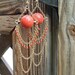Coral Chandelier Earrings Yellow Gold Jewelry Salmon Tangerine Dangle Chain Pierced Runway Style Edgy Fashion Long
