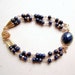 Navy Blue Sapphire Bracelet Yellow Gold Jewelry September Birthstone Jewellery Double Strand Gemstone Glam Elegant B-59