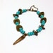 Turquoise Bracelet Brass Jewelry Egyptian Jewellery Mummy Charm Unique Handcrafted Egypt Funky Safety Chain B-122