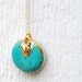 Turquoise Necklace Turquoise Pendant Yellow Gold Jewelry Modern Hipster Everyday Jewellery