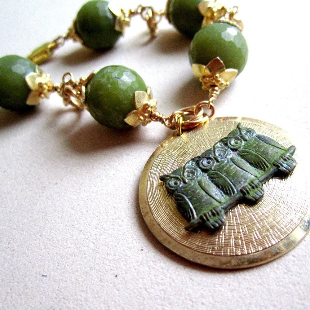 Olive Green Bracelet Yellow Gold Jewelry Jade Gemstone