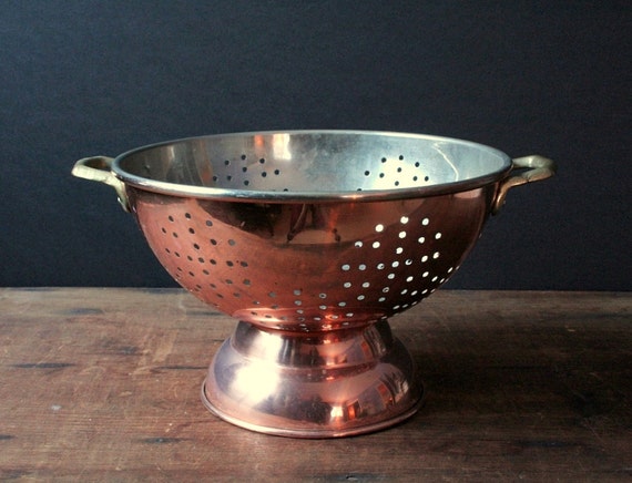 Copper colander Vintage copper strainer by cristinasroom on Etsy