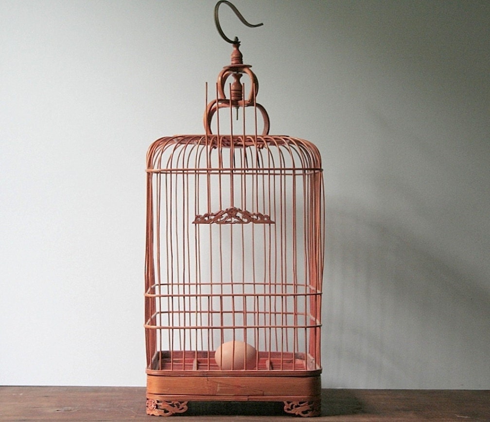 Vintage bamboo bird cage