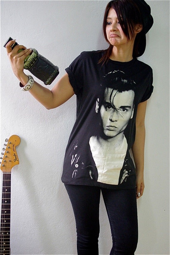 Johnny Depp Cry Baby Movie Film Hand Printed TShirt M