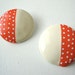 SALE 50% off Raspberry Sprinkle vintage blue and white polka dot circle clip on earrings