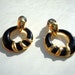Vintage Enamel Hoop Earrings : Twisted Snake vintage gold and black enamel hoop earrings