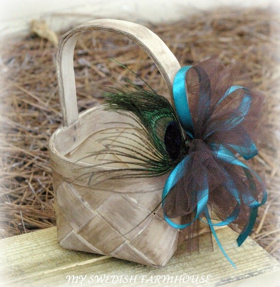Peacock Flower Girl Basket