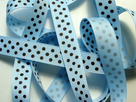 Ribbon Brown With Light Blue Dots 36