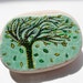 Windblown tree art brooch - hand painted Italian sea pottery - secure clasp