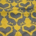 Cool Baby Blanket: Bunnies and Hearts in Mustard & Grey Organic Cotton and Fleece .