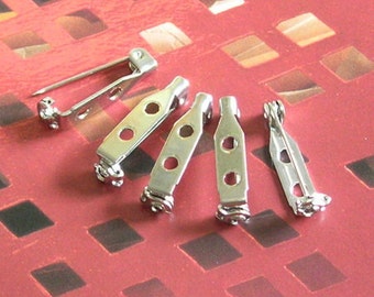 48 Pcs Silver Plated Brooch Back Safly, 18mmw/ Two Hold
