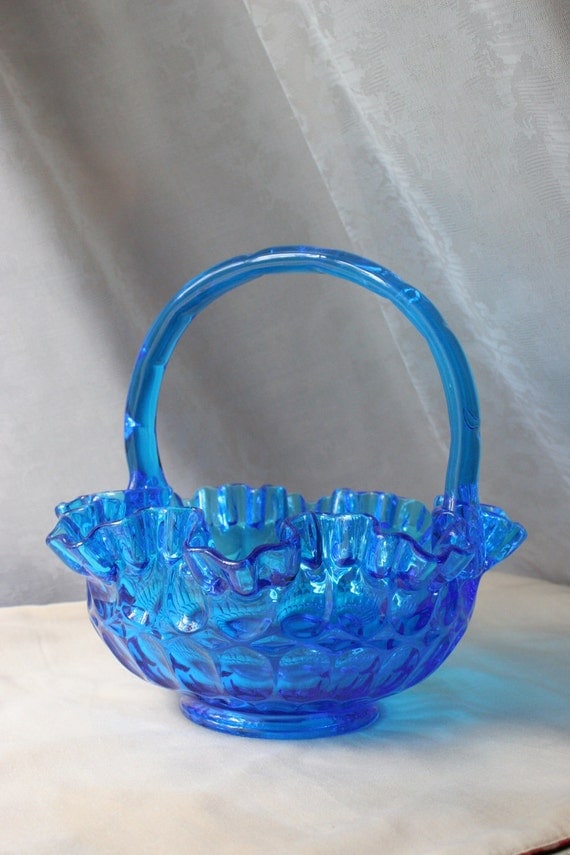 Fenton Glass Bride's Basket Cobalt Blue by omNoms on Etsy