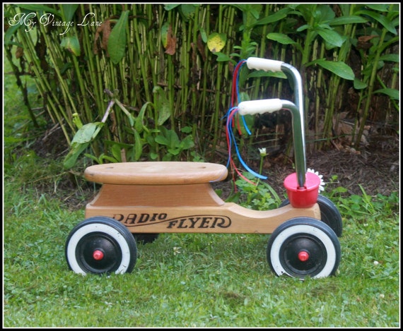 vintage radio flyer wooden scooter