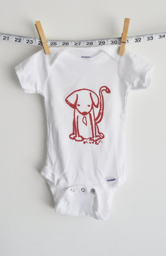 Items similar to baby onesie baby clothes dog white pink on Etsy