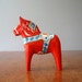 Vintage Swedish Dala Horse - Red / Orange - RESERVED