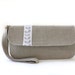 Natural Linen Wristlet Clutch with Vintage Button and Removable Strap