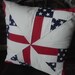 Vintage patriotic red white blue hand quilted pillow