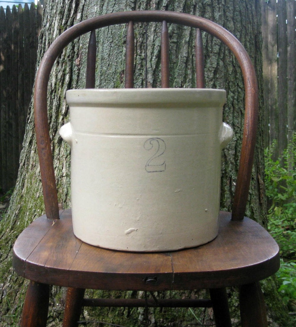 Antique Stoneware Crock Two Gallon with Handles