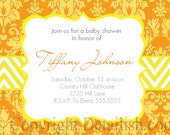 Modern Fall Orange Yellow Damask Baby Shower Invitation - Printable DIY 301 Il_170x135